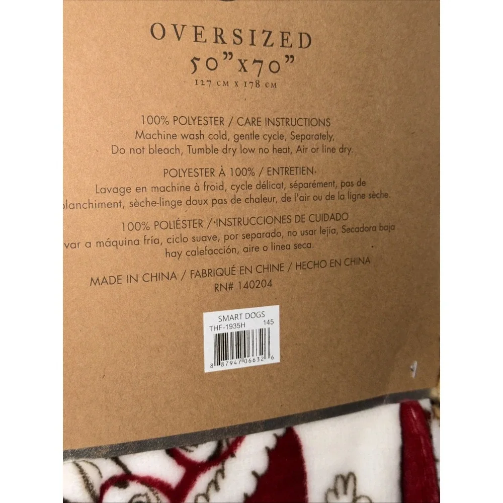 Merry & Bright Christmas Dogs Throw Blanket Cozy Plush Oversized 50 X 70 NWT New